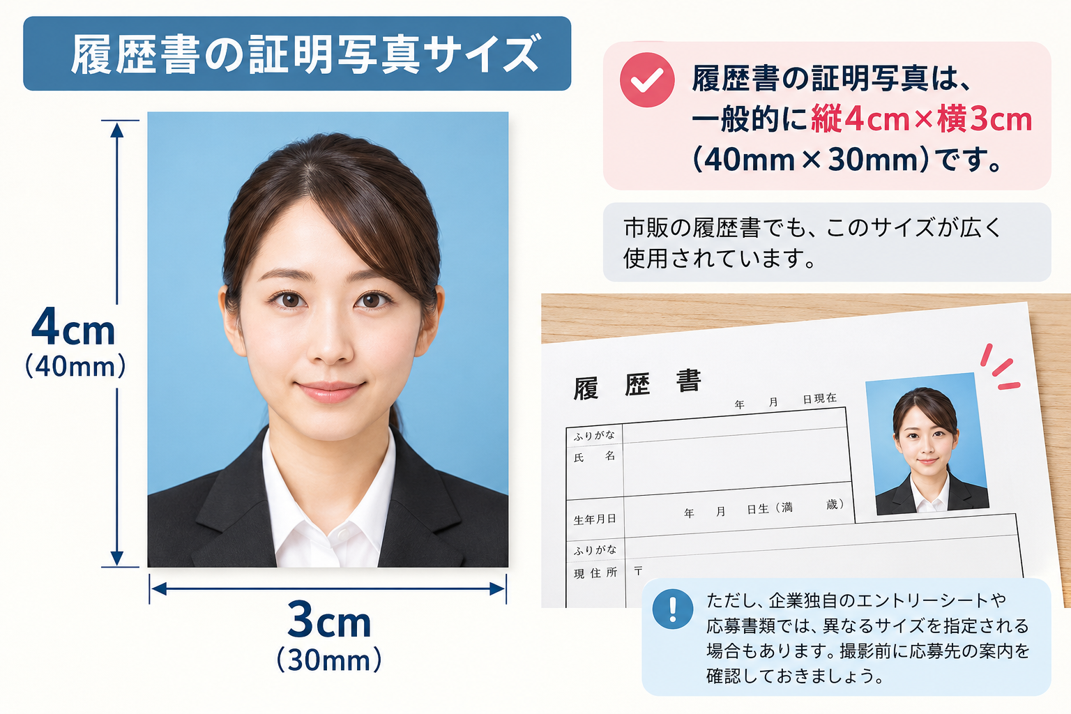 履歴書証明写真サイズガイド