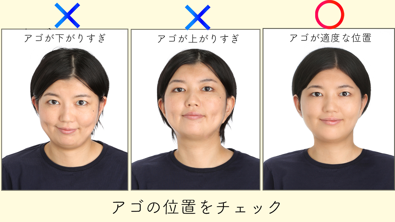 証明写真アゴのラインをチェック