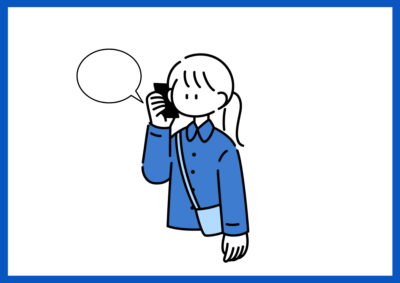 企業に電話をかける女の子