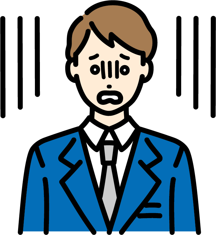 ショックを受けているビジネスマン（男）のイラスト
