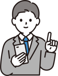 ビジネススーツを着てスマホを持つ男性