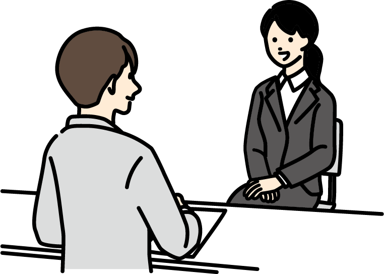 面接する女性