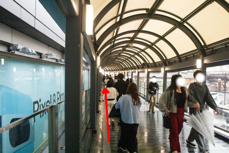 ヨドバシカメラを左手にしながら、建物に沿って道なりに直進します。