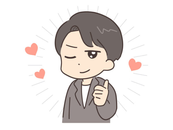 男性がウインクしているイラスト