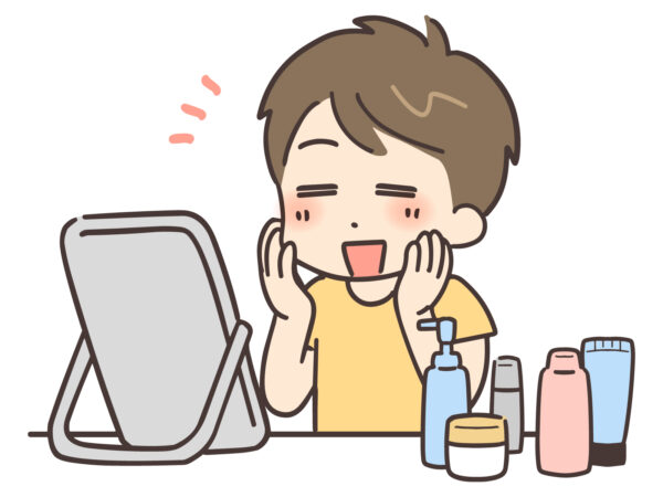 男性がスキンケアしているイラスト